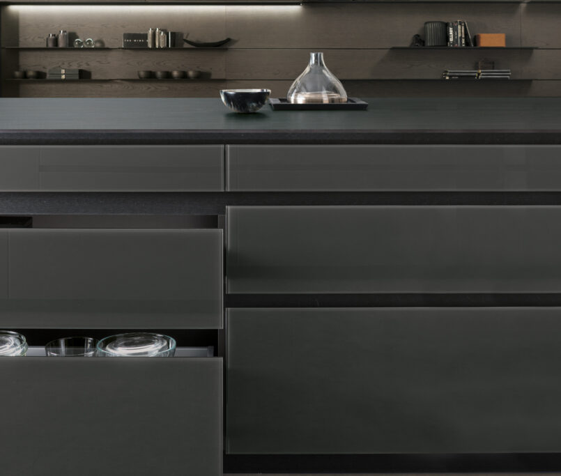 Composizione living Stosa Natural coordinata con cucina in rovere