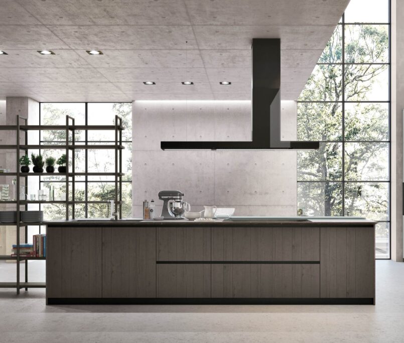 Top grigio e ante rovere – Cucina moderna Stosa Natural disponibile a Roma