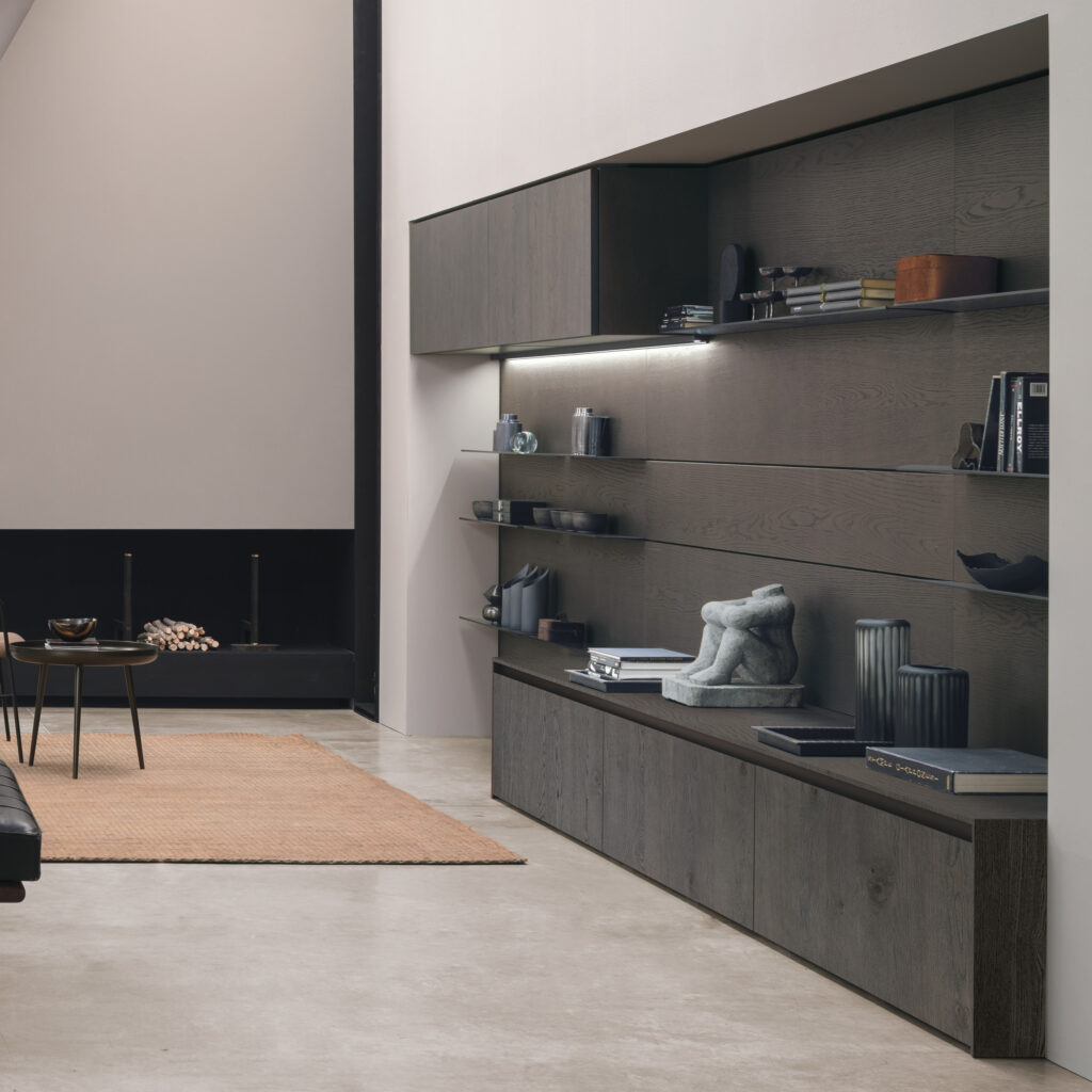 Boiserie in Rovere Dark – composizione cucina Stosa Roma di design